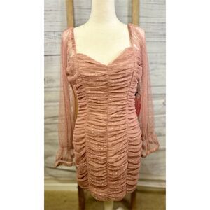 Haute Monde Blush Ruched Mesh Bodycon Dress - Size‎ XL (NWT)